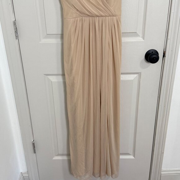 Azazie Dress Womens 6 Beige Bridesmaid Wedding C Cup Maxi Formal Elegant Neutral - Picture 4 of 16